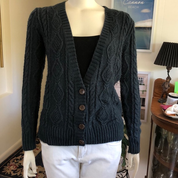 Rubbish Sweaters - Navy Cable Knit Cardigan
